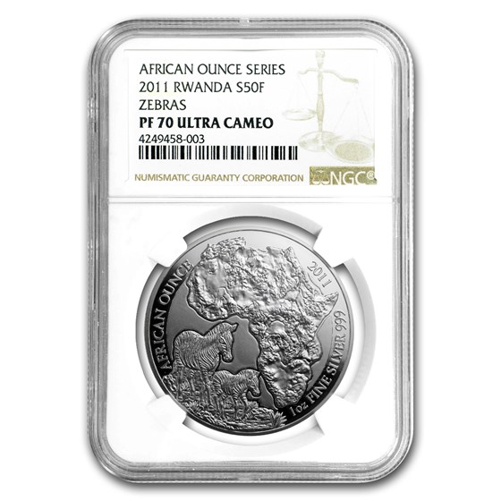 2011 Rwanda 1 oz Silver African Zebra PF-70 NGC 2011 Rwanda 1 oz Silver African Zebra PF-70 NGC